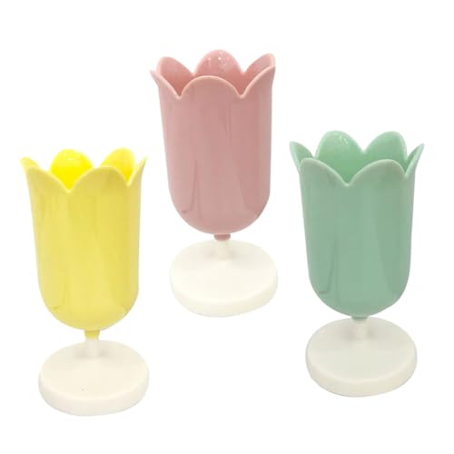 Veemoon 3 Pièces Porte Stylo Fleur Plastique Organisateur Bureau Cosmétique Seau de Rangement Conteneur pour Pinceaux et Stylos Surface Lisse et Capacité pour Bureau et Maison