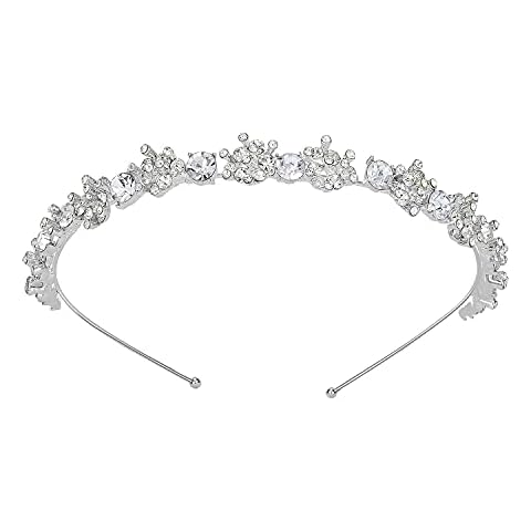 SWEETV Crystal Wedding Headband, Silver Bridal Headpiece Hair Band Women Hair Accessories for Brides Cover