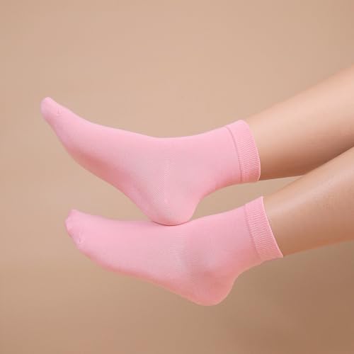 Image of Womens Viscose Bamboo Crew Socks Thin Casual Ultra Soft Colorful Above Ankle Socks Breathable Comfortable 3 /6 Pairs