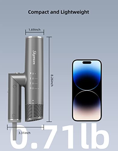 Skanwen Hair Dryer, Professional Negative Ionic Blow Dryer With 110,000 Rpm Brushless Motor For Fast Drying, Foldable Body Design,4 Temps & 3 Speeds, No Heat Damage Quiet For Home Travel(Gray) #TOP2