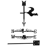 VOSAREA Vintage Wetterhahn aus Metall Wetterfeste Garten windfahne mit Windrichtungsanzeiger Rostbeständig für Dach Garage und Außenbereich Dekorativer Hahnen Ornament