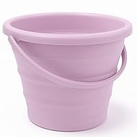 Balde Retrátil 3L Silicone Dobrável com Alça Ergonômica Multiuso Flexível Limpeza Geral 3 Litros Pescaria Viagem Praia Fácil de Armazenar e Guardar (Lilás)