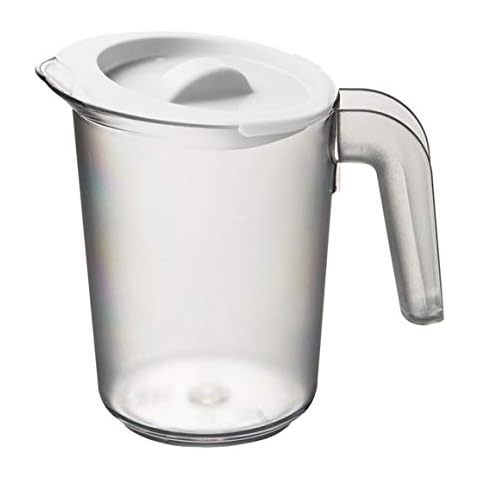 Roltex Small 500ml Plastic Frosted Clear Jug and White Lid Reusable Virtually Unbreakable Cover