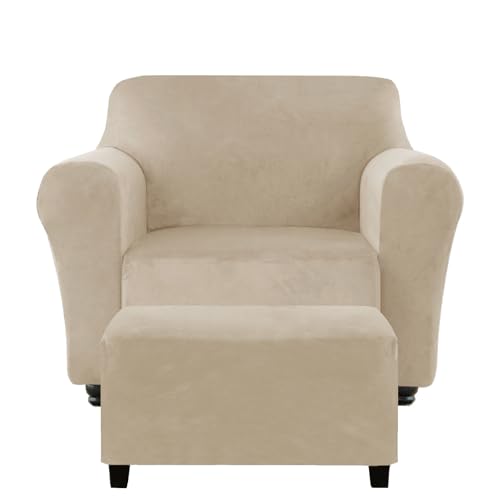 KSLHRCB Chair and Ottoman Cover Set, Armchair and Ottoman Velvet