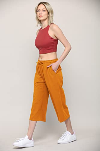 Image of Lock and Love Womens Capri Pants Loose Yoga Pants Wide Leg Drawstring Comfy Lounge Pajama Capris Sweatpants with Pockets
