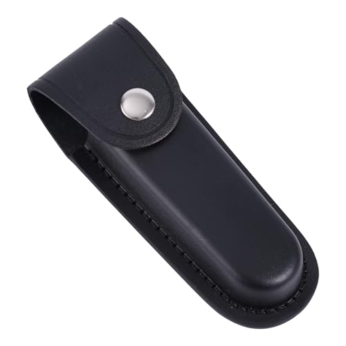 Taschenmesserscheide, 15,5 x 5,3cm Praktischer Messerhalter aus Leder Tragbare Messerscheide aus Leder für den Gürtel für Radfahren im Freien, Wandern, Bergsteigen, Camping (Schwarz)