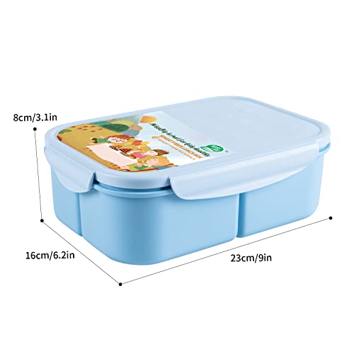 MISS BIG® Large Bento Lunch Box for Adults, 1900ml, 3 Compartments, Blue — view 5