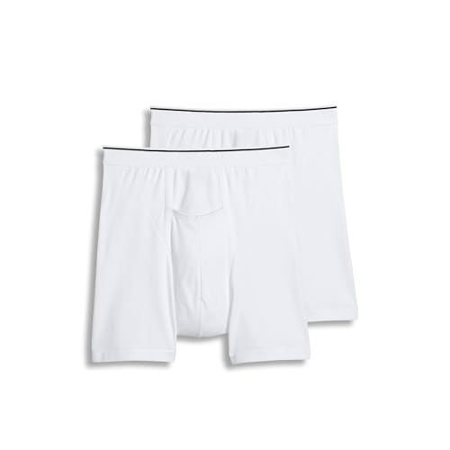 Jockey Men's Underwear Pouch 5" Boxer Brief - 2 Pack, White, M