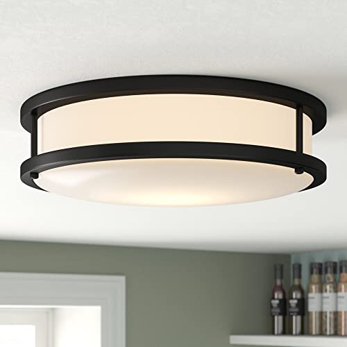 Designers Fountain 16 Inch Matte Black Round 28 Watt, 1800 Lumens Dimmable Dc Led Flush Mount Ceiling Light Fixture, Soft White, Bright White, Daylight 3000K/4000K/5000K, Ev1416C3C-43 #TOP1