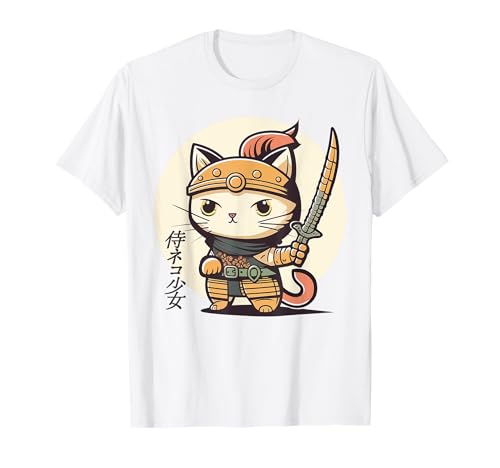Gato Samurai Japonés para Amantes de los Gatos Camiseta