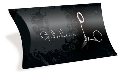 Gutscheinkarten in Etui-Form (10 Stück im Set) faltbar zum Etui, mit Schlitz zum Verschließen, Format geschlossen: 131 x 93 mm - Geschenkbox für Friseure, Haarstudios, Coiffeure