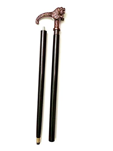 Antique King Lion Brass Walking Stick Cane Black Wood Two Fold Unique Design Aluminium Handle Luxury Walking Cane - Fashion Statement/Gifts For Men, Women #TOP2