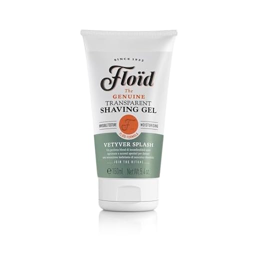 Floid Vetyver Splash Gel afeitar transparente (150 ml), crema afeitar con glicerina para proteger e hidratar la piel, jabón afeitar suave de aroma energizante