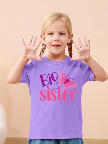 Image of Funnycokid Big Sister Shirts for Girls Pregnancy Announcement Toddler Promoted to T-Shirt 1-7 Years