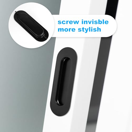 Lyaor Muschelgriff 2 Stück Gebürstet 304 Edelstahl Schiebetürgriff 120mm Verdeckt Oval Griff Schiebetür Ziehgriff Muldengriff Möbelgriff mit Schraube für Kleiderschrank Schrank Zimmertüren - Schwarz