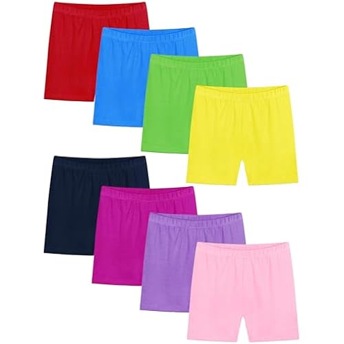 Ruisita 8 Pack Girls Bike Cartwheel Shorts Toddler Under Dress Dance Short Kids Safety Shorts(2-14 Years Old and up)