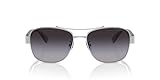 COACH Women's HC7161 Aviator Sunglasses, Shiny Silver/Grey Gradient, 56 mm