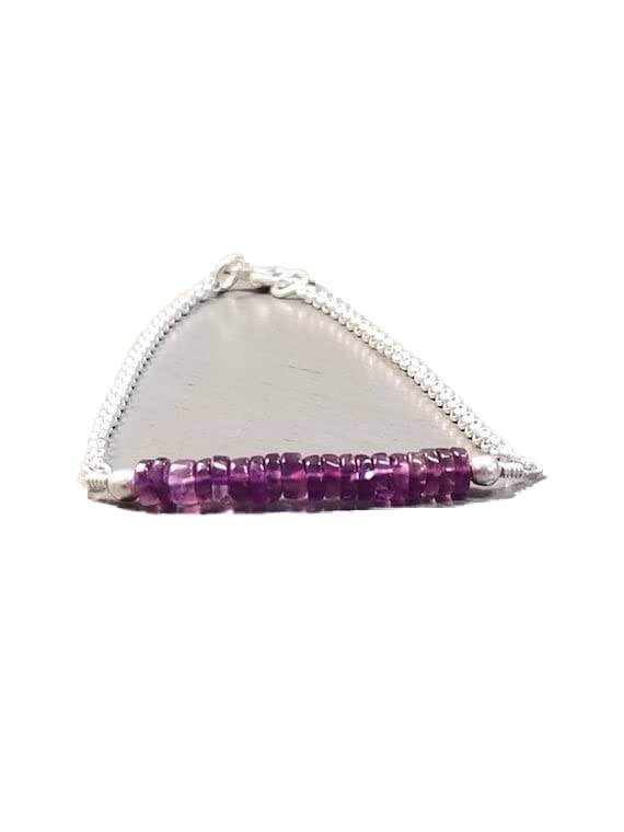 Bracelet perles améthyste fermoir argent 925, éclat et sécurité