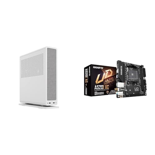 Image of Fractal Design Ridge White mITX Case - Gigabyte A520I AC Motherboard - 2X 140mm Fans - PCIe 4.0 Riser Card