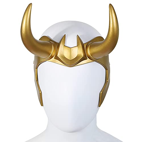 WEFONLLICOS Superhero Horns Helmet Crown PVC Golden Headpiece Halloween Cosplay Costume Props Accessory for Adults