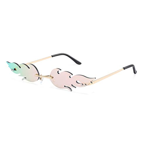 Tomaibaby 1Pc Frauen Flamme Sonnenbrille Frauen Randlose Flamme Sonnenbrille Bar Pool Sommerbrille Schmale Sonnenbrille für Frauen (Pink) Cover