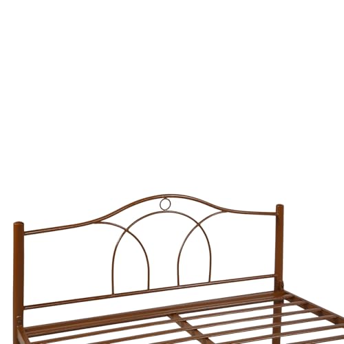 Image of Alto Metal Queen Size Bed Without Storage | Wrought Iron Double Bed with Headboard & Footboard | Sturdy Powder Coated Platform Bed Queen Size Cot for BedroomLivingRoom Brown (75x60)