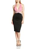 Rare London Damen Embellished Waist Cut Out Midi Kleid, rosa/schwarz, DE 34 (UK 8)