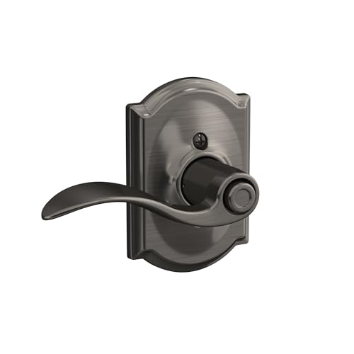 Image of SCHLAGE Accent Lever with Camelot Trim Bed and Bath Lock in Antique Pewter