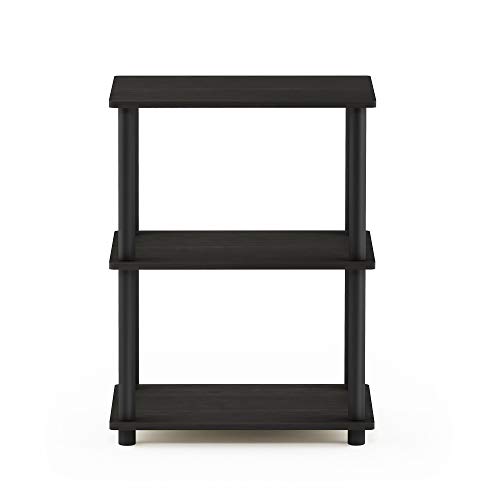 Furinno Turn-N-Tube No Tool 3-Tier Storage Shelf, Narrow, French Oak Grey/Black #TOP2