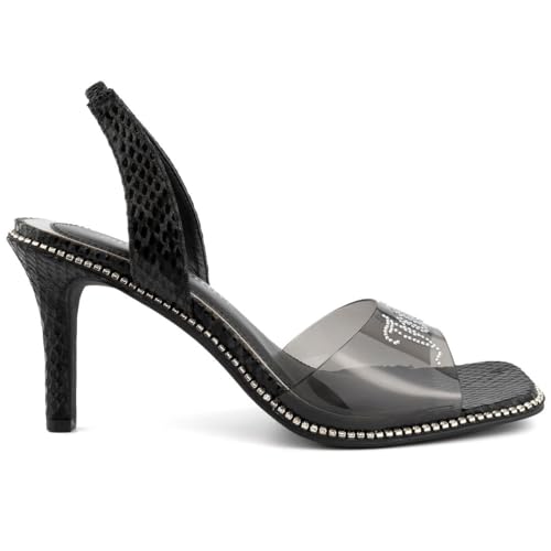 Juicy Couture Women's High Heels - Slingback Dress Sandals Featuring Lucite Strap and Dazzling Rhinestone Logo Embellishments2