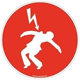 AUA SIGNALETIQUE - Panneau Danger électrique Rouge - Ø 230 mm, PVC 1.5mm