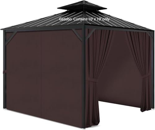 AONEAR 10x12 Ft Gazebo Privacy Curtains, 4 Panels with Zippers, Waterproof UV Resistant, Khaki image 37