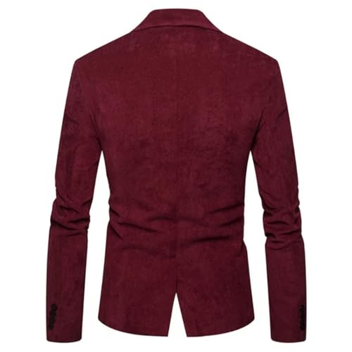 Men Corduroy Suit Jacket Solid Color Casual Lapel Blazer for Business Party or Leisure 5