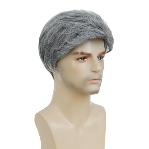 Image of Swiking Grey Wigs for Men Short Gray Soft Natural Synthetic Hair Wigs Halloween Daily Costume Male Wigs