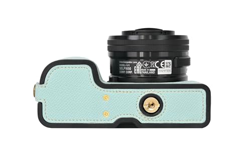 Funda de media cámara para Sony Alpha A6400 en PU azul miniatura 3