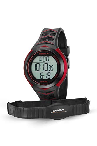 Relógio Monitor Cardíaco, Speedo, 80621G0EVNP1, Preto/ Vermelho