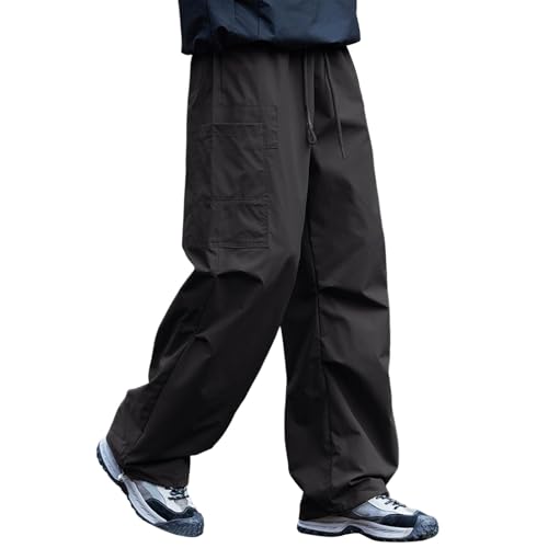Men's Casual Cargo Pants Elastic Waist Drawstring Loose Fit Jogger Sweatpants Outdoor Hiking Streetwear