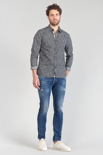 Le Temps des Cerises Fibor Hemd mit Blumenmuster, Schwarz und Weiß, blau, M