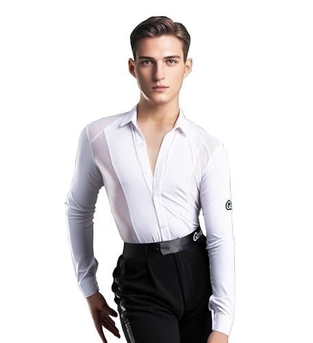 Latin Modern Ballroom Dance Training Shirt for Men