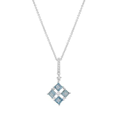 Timeless Love Created Sky Blue Topaz and Created White Sapphire Pendant set in Polished Sterling Silver - Luxury Handcrafted Jewelry for Women