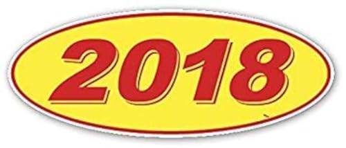 Image of CADS Oval Model Year Window Stickers (Red Numbers on Yellow) (12 Per Pack) (2018)