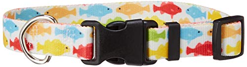 Image of Yellow Dog Design Rainbow Fish White Dog Collar, Small-3 /4 Wide fits Neck Sizes 10 to 14 inch, (IDFW103)