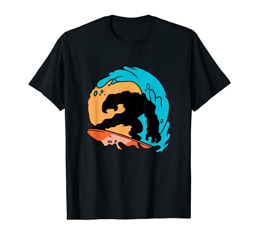 Funny Bigfoot Surf Retro Sasquatch Big Wave Surfer Camiseta