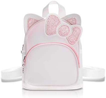 Finex Hello Kitty Semi Clear Transparent See Through Daypack with front zippered pocket head charm pink glitter bow and ears adjustable strap