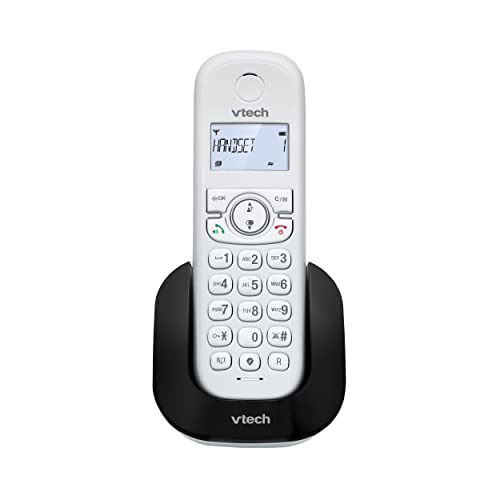 VTech CS1500 Bezprzewodowy telefon DECT z podwójnym ładowaniem z blokadą połączeń, identyfikatorem dzwoniącym/połączenia oczekującego, głośnikiem głośnomówiącym, podświetlanym ekranem i klawiaturą
