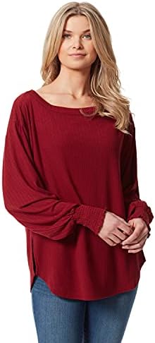 Jessica Simpson Women’s Veera Boat Neck Long Sleeve Top