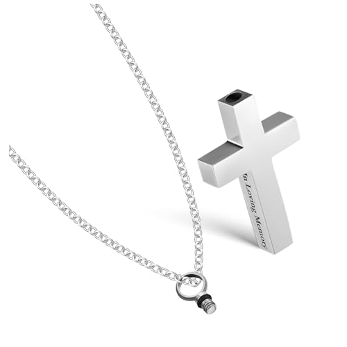 OUNONA Pendentif Croix Acier pour Cendres Homme Femme Collier Funéraire Durable et Élégant Mémoire Inoxydable