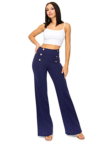 Cemi Ceri Women's High Waist Dress Pants w/Button Decorate3