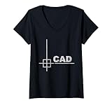 Damen CAD Design – Minimalistisch Technischer Look T-Shirt mit V-Ausschnitt