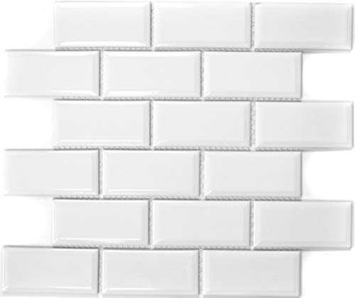 Metro Subway MOS26M-0101 Carrelage mosaïque blanc à facettes en céramique pour mur de cuisine